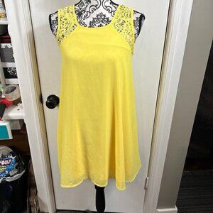 Depri yellow lace trimmed a-line mini dress.  Sz M